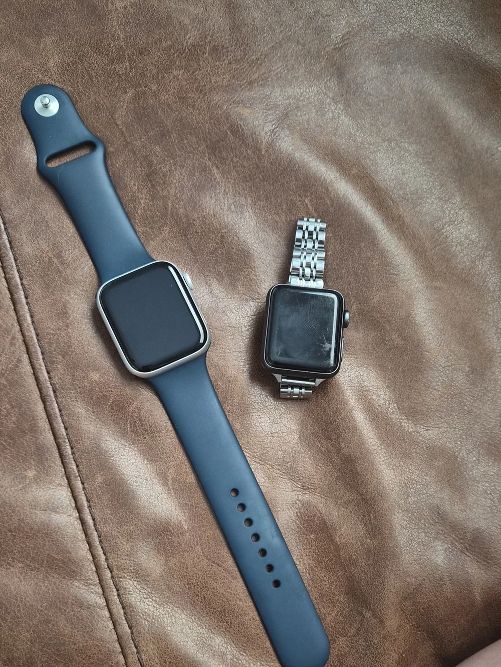 Smartwatch Pair - Blue Silicone Strap + Silver Metal Band